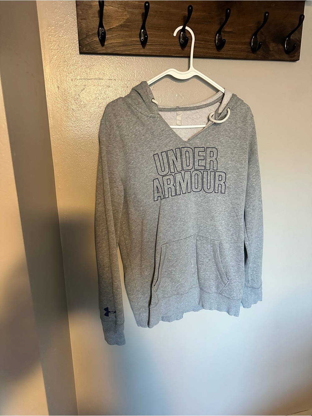 Under Armour Light Gray Pullover Hoodie with Logo